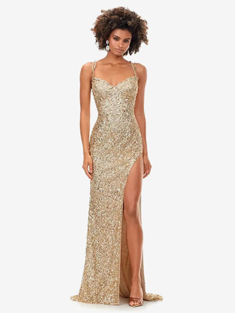 プロムドレス 2025 マーメイド スイートハートネック スパンコール ノースリーブ スプリットフロント ページェントドレス 無料カスタマイズ