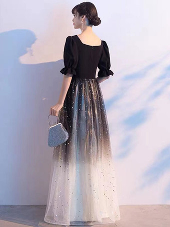 イブニングドレスA ラインスクエアネックチュール床長さのサッシュフォーマルパーティードレス無料カスタマイズ