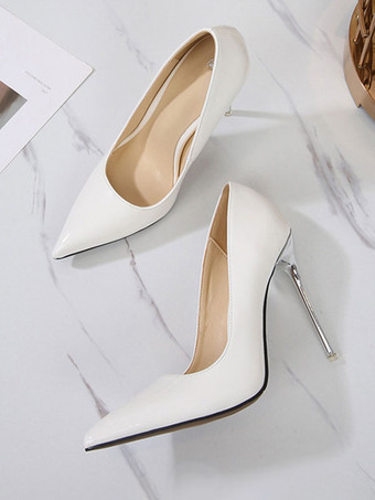 女性用 ヒール スリッポン ポインテッドトゥ パンプス スティレットヒール PUレザー