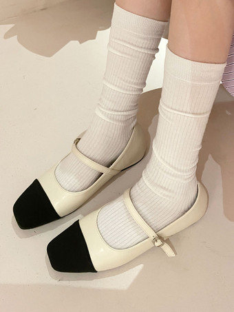 Ballerine da donna in pelle sintetica con punta quadrata