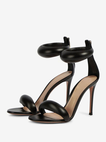 ブラック ゴールドハイヒールレディースオープントゥメタリックアンクルストラッププロムサンダル