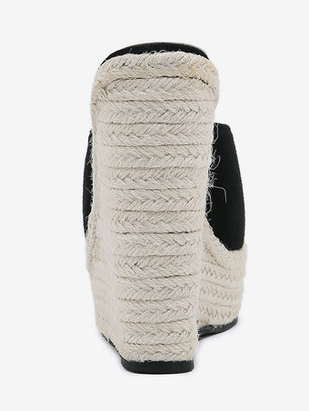 女性のウェッジ ヒール アウトドア マイクロ スエード アッパー ピープトウ サンダル