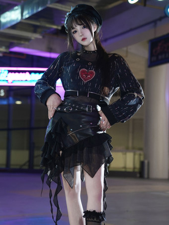 Schwarzes Lolita-Zubehör Halsreif Hut Polyesterfaser Sonstiges