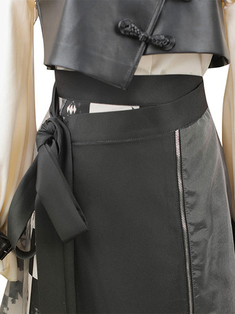 古典的なロリータ ドレス ポリエステル弓長袖ロリータ ドレス チェッカー ボード パターン ブラック