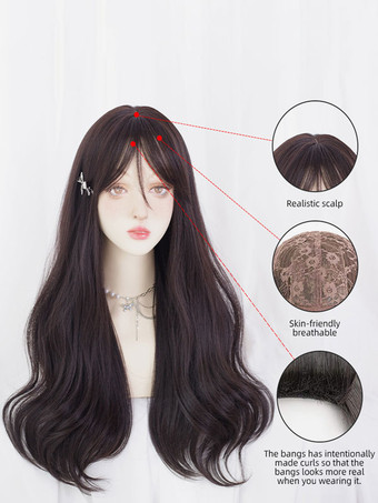 甘いロリータ ウィッグ画像として長い耐熱ファイバー ロリータ アクセサリー