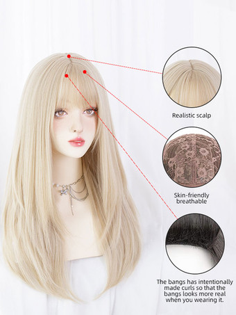 甘いロリータ ウィッグ画像として長い耐熱ファイバー ロリータ アクセサリー