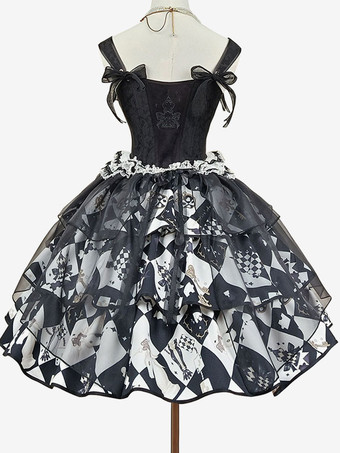 女性のためのロリータ コルセット ブラック フリル ポリエステル