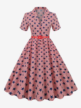 ヴィンテージドレス 1950年代オードリー・ヘップバーン風 Vネック 半袖 ...