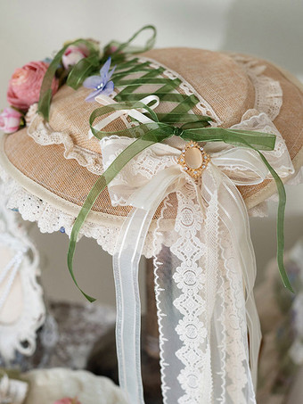 ライトグリーン 牧歌的なスタイルのロリータ ハット弓花アクセサリー ライト グリーン ロリータ アクセサリー