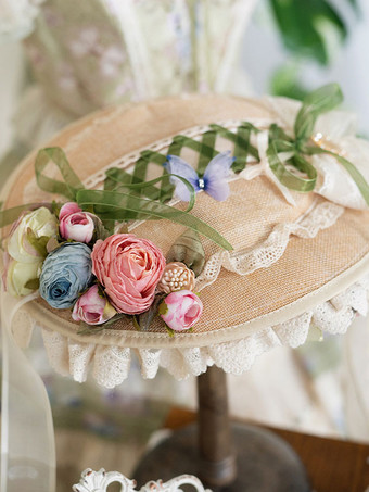 牧歌的なスタイルのロリータ ハット弓花アクセサリー ライト グリーン ロリータ アクセサリー