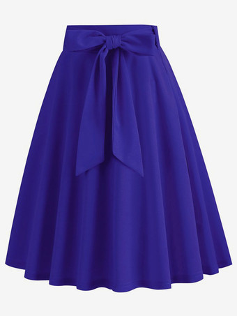 ブルー レディース用ショートスカート リボン付きウエスト レイヤード ヴィンテージ ボトムス