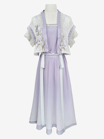 中国風のロリータ ドレス ロング スリーブ スイート パープル中国風のロリータ