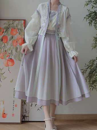 中国風のロリータ ドレス ロング スリーブ スイート パープル中国風のロリータ