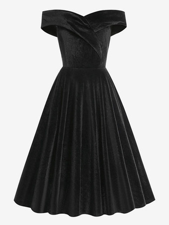 レトロワンピース　1950年代オードリー・ヘップバーン風　バトーネック　ノースリーブ　二次会　お呼ばれ　発表会　ミディアムスイングドレス