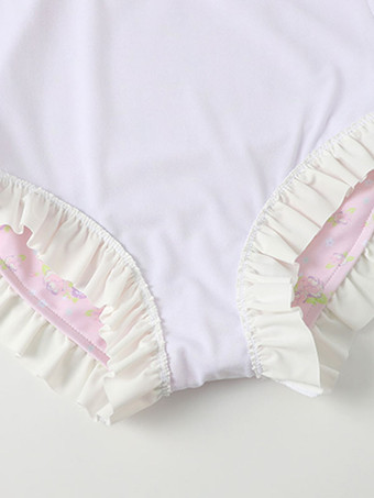 甘ロリータ衣装 フリル 花柄 半袖 ジャンプスーツ 帽子つき ピンク