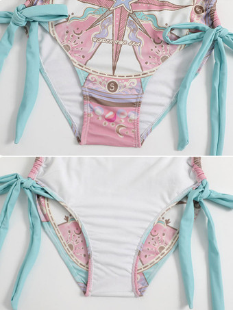 スウィートロリータ衣装 フクシア ピンク フリル 花柄 ノースリーブ ジャンプスーツ