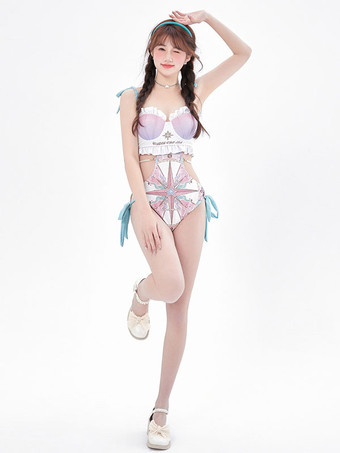 スウィートロリータ衣装 フクシア ピンク フリル 花柄 ノースリーブ ジャンプスーツ