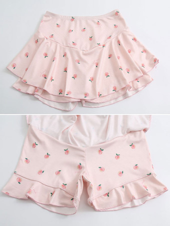 甘いロリータ衣装ピンク花柄半袖パンツ トップ