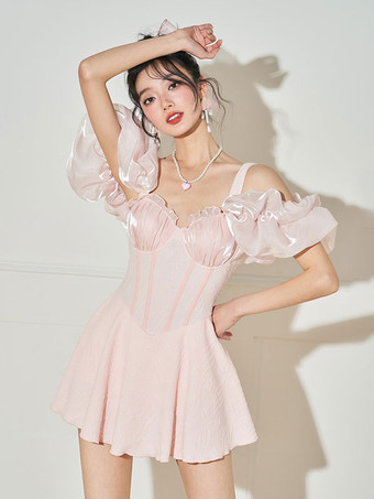 甘いロリータ衣装 ピンク ノースリーブ ジャンプスーツ