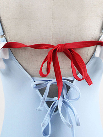 スウィートロリータ衣装 ライトスカイブルー レース フリル ノースリーブ ジャンプスーツ