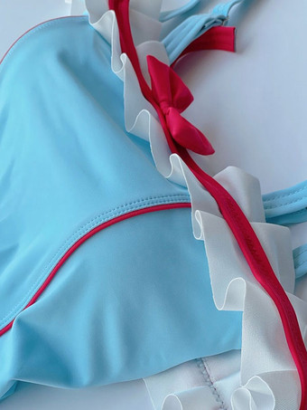 スウィートロリータ衣装 ライトスカイブルー レース フリル ノースリーブ ジャンプスーツ