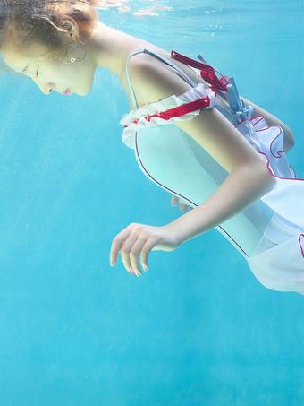 スウィートロリータ衣装 ライトスカイブルー レース フリル ノースリーブ ジャンプスーツ