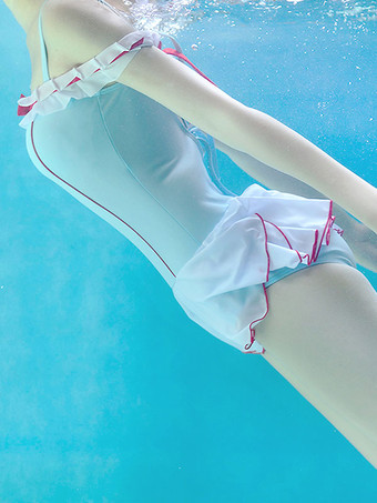 スウィートロリータ衣装 ライトスカイブルー レース フリル ノースリーブ ジャンプスーツ