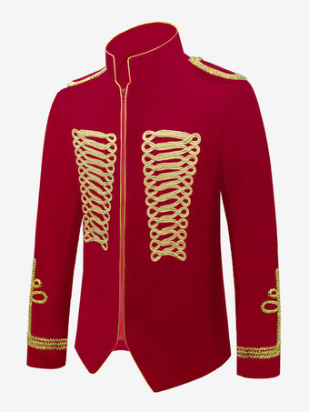 Manteau Blanc Vintage Top Royal Manches Longues Polyester Pardessus Rétro Costumes Pour Homme