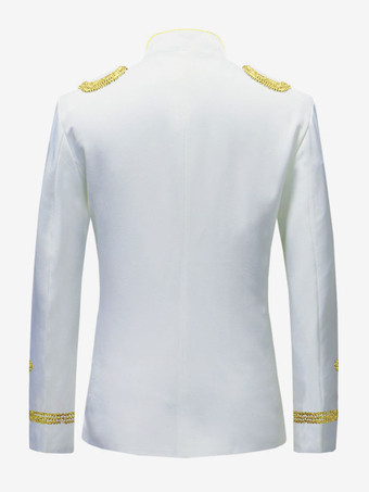 Manteau Blanc Vintage Top Royal Manches Longues Polyester Pardessus Rétro Costumes Pour Homme