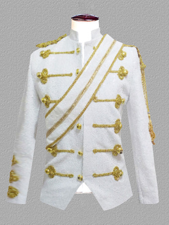 ホワイト ブラック ヴィンテージ トップ ヴィンテージ ポリエステル フリンジ スパンコール 長袖 レトロ コスチューム 男性用