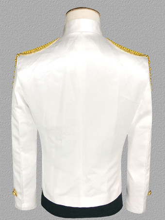 ホワイト ヴィンテージ トップ ヴィンテージ ポリエステル スパンコール チェーン ロング スリーブ レトロ コスチューム 男性用