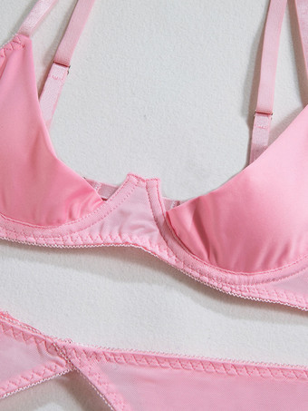 ブラジャーランジェリーピンクのレースの女性のブラジャー