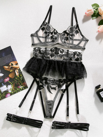 ランジェリー ブラ ブラック レース 3ピース ブラジャー 女性用