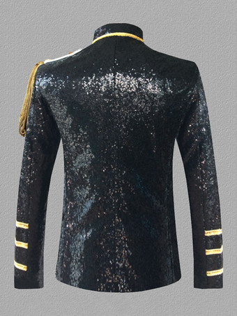 シルバー ヴィンテージ トップ ヴィンテージ スパンコール チェーン ロング スリーブ ポリエステル ポリエステル繊維オーバー コート レトロ コスチューム用男 バーガンディ