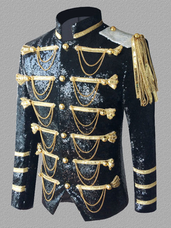 シルバー ヴィンテージ トップ ヴィンテージ スパンコール チェーン ロング スリーブ ポリエステル ポリエステル繊維オーバー コート レトロ コスチューム用男 バーガンディ