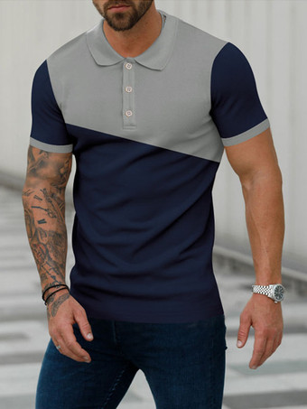 グレイメンズ ポロシャツ プリント ターンダウンカラー 半袖 レギュラーフィット オレンジ ファッショナブル ポロシャツ