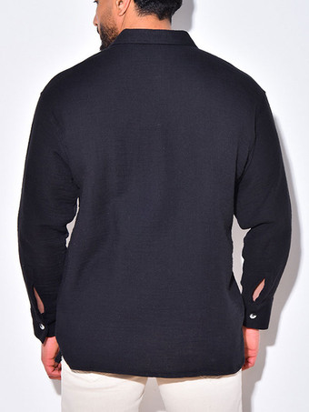 男性用カジュアルシャツターンダウンカラーシックホワイトメンズシャツ