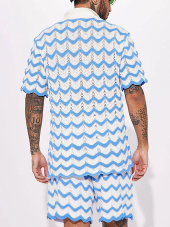 男性用 スポーツウェア 2ピース 半袖 ターンダウンカラー ブラック