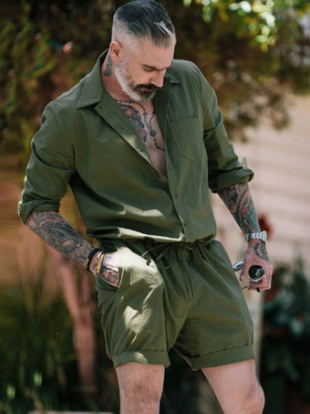 vert forêt foncéHomme Vêtement de Sport Manches Courtes Col Rabattu Vert Chasseur