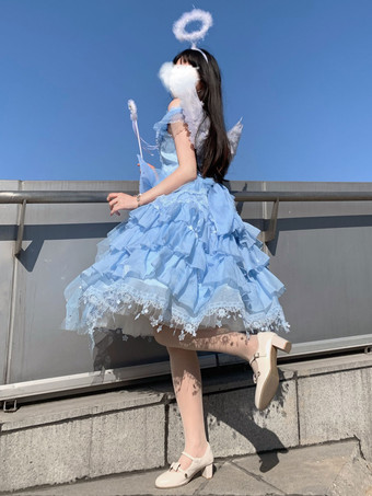 スイートロリータドレス ポリエステルノースリーブロリータドレス