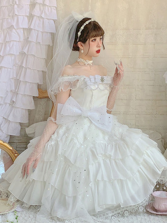 スイートロリータドレス ポリエステルノースリーブロリータドレス