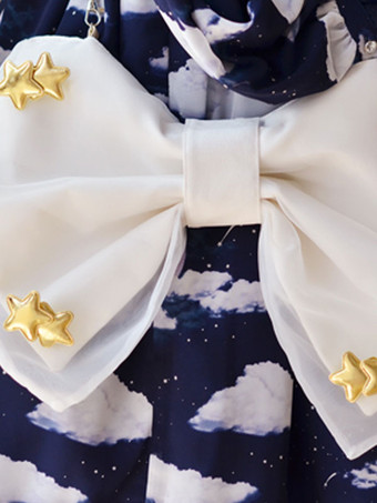 甘いロリータ バッグ ホワイト ポリエステル スター プリント ポリエステル クロスボディ バッグ ロリータ アクセサリー