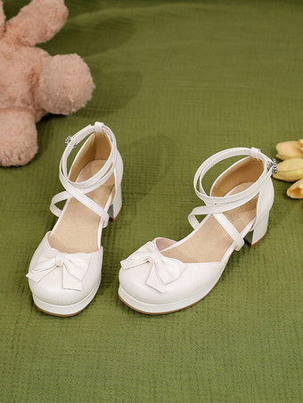 アカデミック ロリータ サンダル リボン ラウンド トゥ PU レザー ブラック ロリータ サマー シューズ