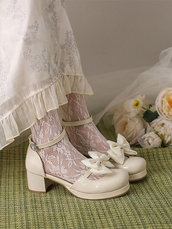 アカデミック ロリータ サンダル リボン ラウンド トゥ PU レザー ブルゴーニュ ロリータ サマー シューズ