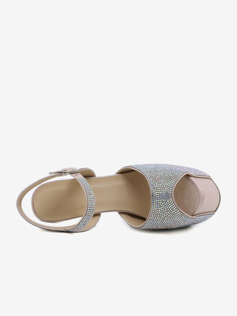 Sandali sexy con tacco alto Glitter Platform Peep Toe Strass Sky High 6.3 "Scarpe sexy