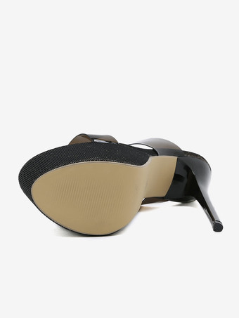 女性のためのセクシーなサンダル ブラック プラットフォーム ラウンド トゥ 6.3" クリア セクシー シューズ