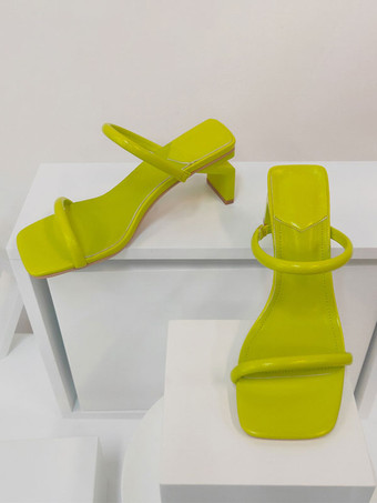 女性用スライド サンダル シックな PU レザー オープントゥ 特殊な形状のヒール スリッパ