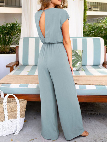 ブラック Vネック 半袖 プリーツ 結び目 ワイドサマーワンピース コーデ