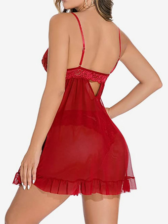 ベビードール ランジェリー レッド レース バックレス セクシー ベビードール