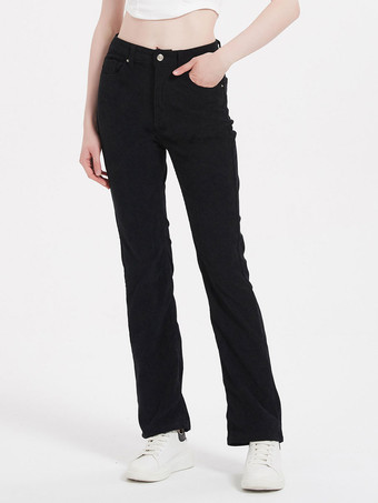 女性のためのジーンズ ファッション ブラック ストレート デニム ボトムス